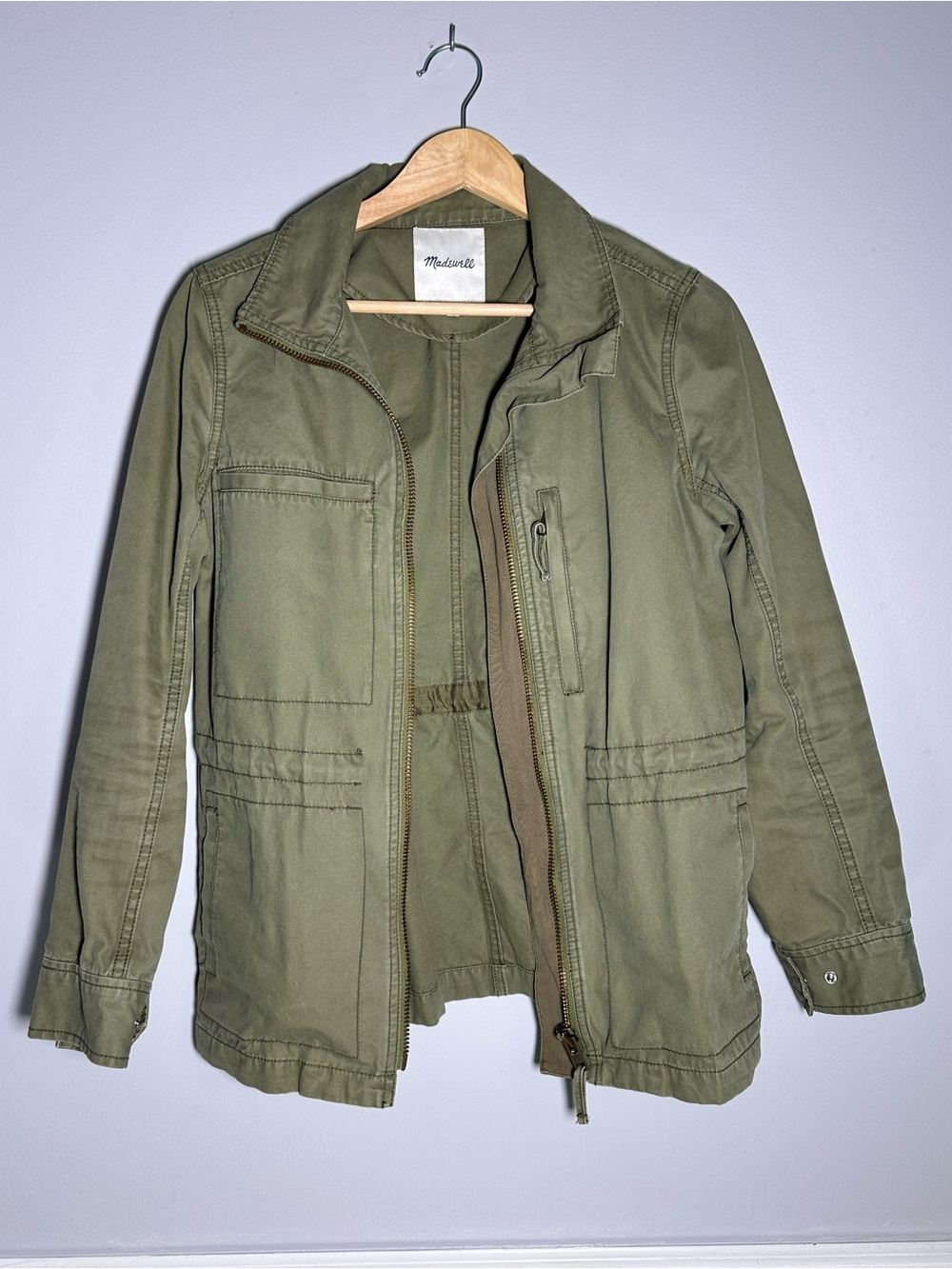 Madewell 100% Cotton Olive Utility Jacket Medium - Picture 4 of 11
